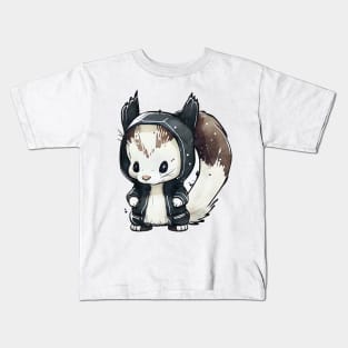 Cartoon Skunk Wearing Hoodie Kids T-Shirt